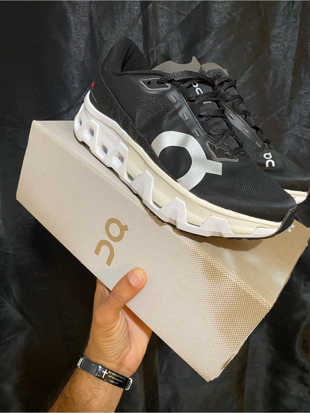 Oncloudmonster hyper Men's Black and White Athletic Sneakers